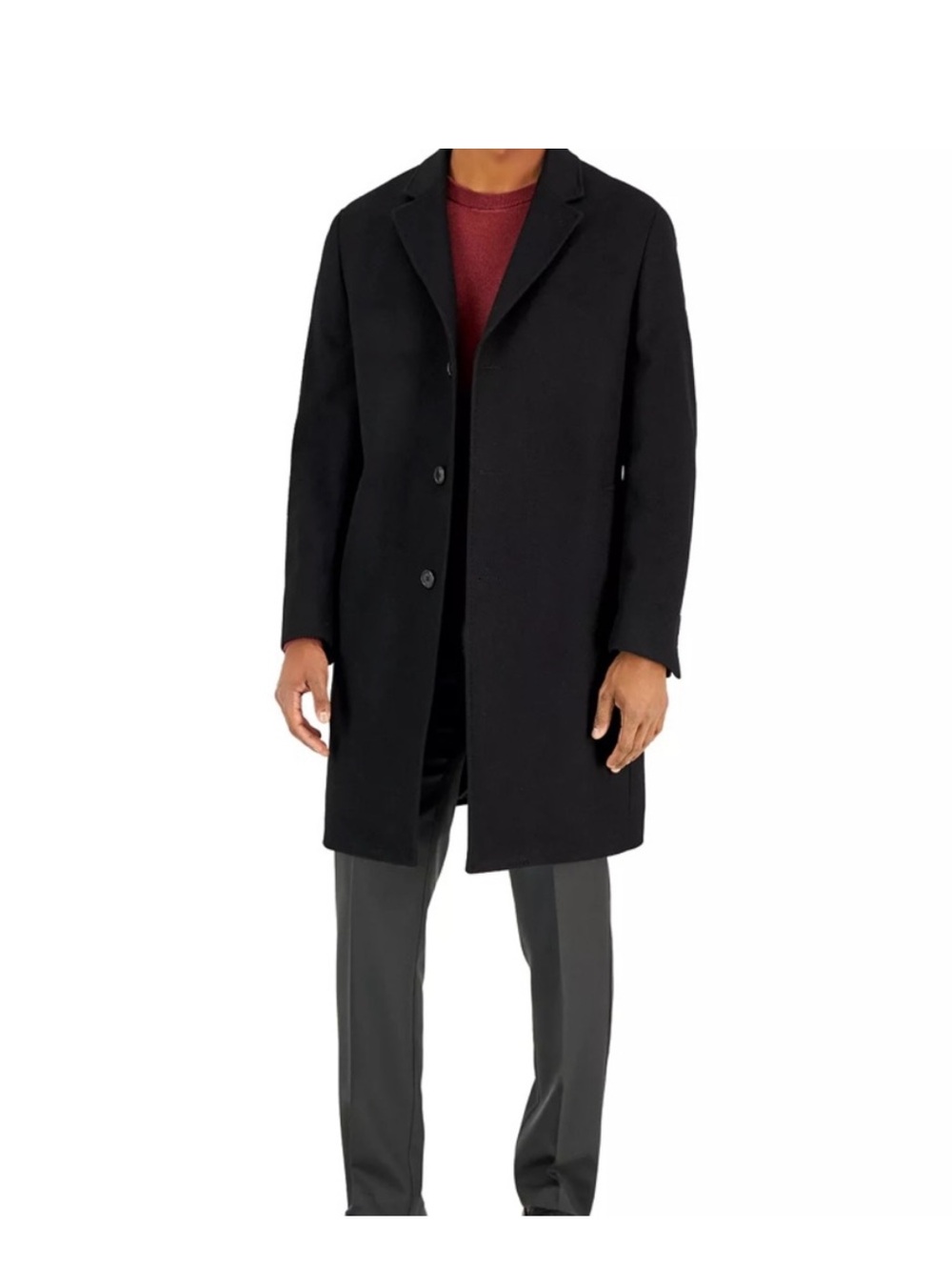 Ralph Lauren Black Tailored Single-Breasted Pea Coat